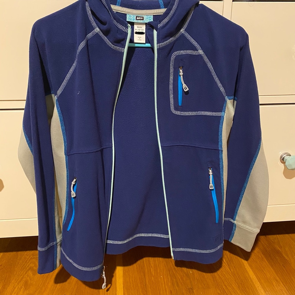 Blue, Girls, REI fleece zip up - Picture 2 of 2